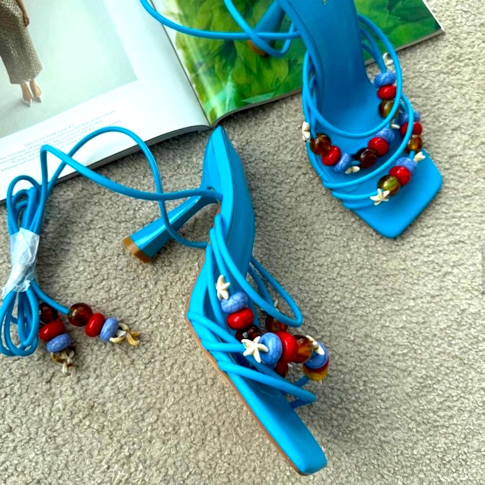 NWOT Beaded Tassel Heels PLT - Picture 2 of 5
